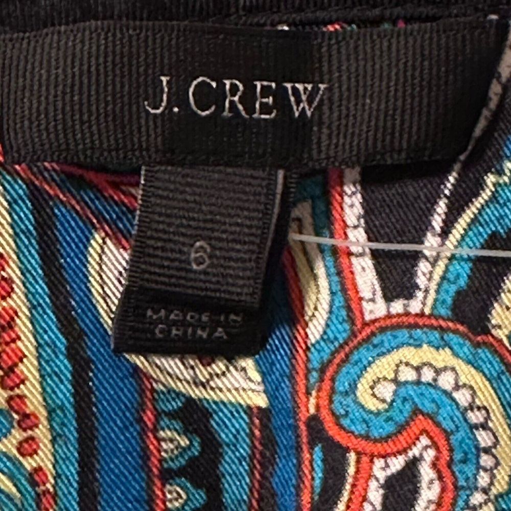 J.Crew 100% Silk Women's Size 6 Twill Top In Bold Paisley Print Black NWT - Picture 12 of 13